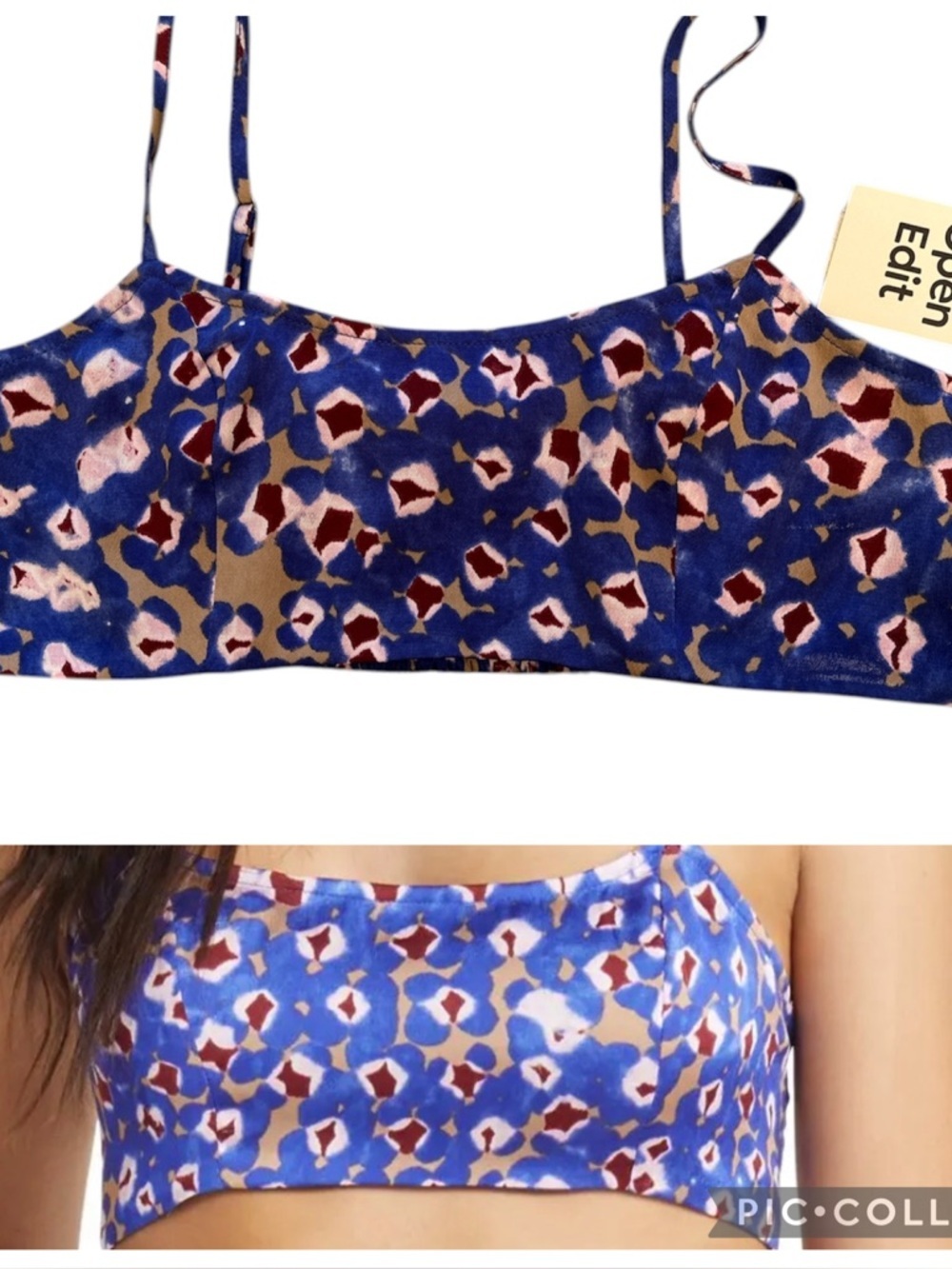 OPEN EDIT Cropped Blue Camisole Adjustable Summer Travel Beach Top Medium